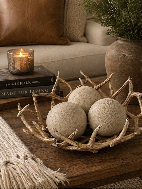 Cracker Barrel Other - Rustic Antler Decorative Bowl Set Faux Antler Centerpiece Farmhouse Cabin Decor